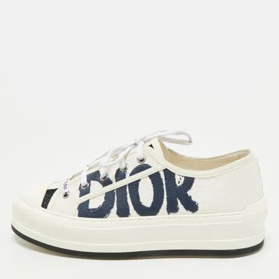 Pre-owned Dior Embroidered Platform Sneakers In White