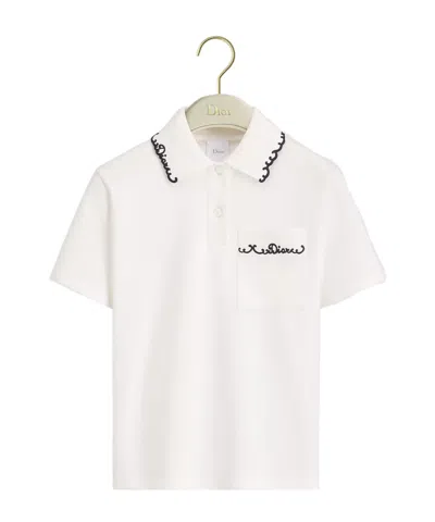 Dior Embroidered Polo Shirt In White