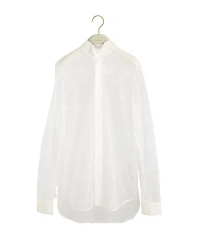 Dior Embroidered Sheer Blouse In White