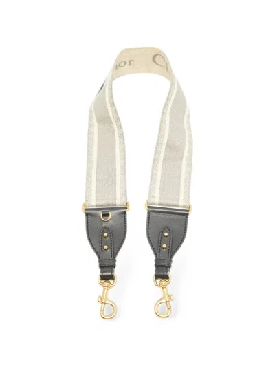 Pre-owned Dior Embroidered Shoulder Strap In Grey