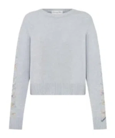 Dior Embroidered Sweater In Gray