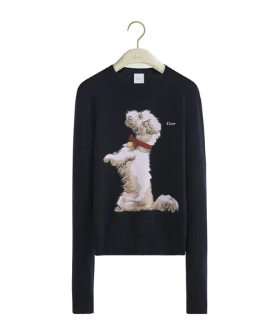 Dior Embroidered Sweater In Black