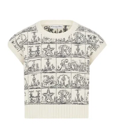 Dior Embroidered Sweater Vest In White