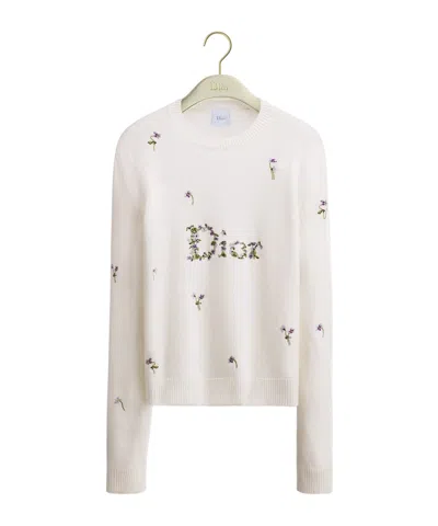 Dior Embroidered Sweater In White