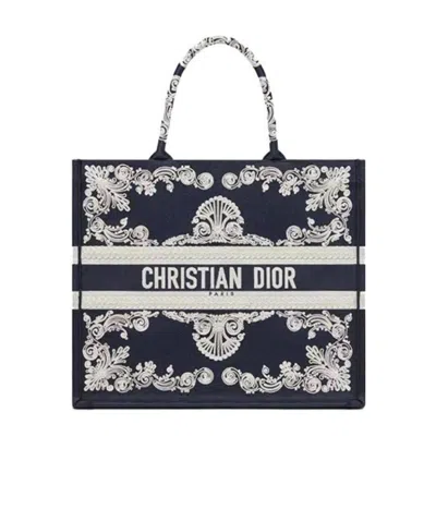 Dior Embroidery Handbag In Black