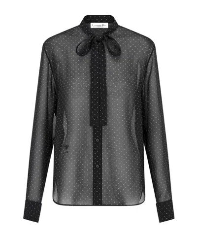 Dior Embroidery Lace Collar Shirt In Black