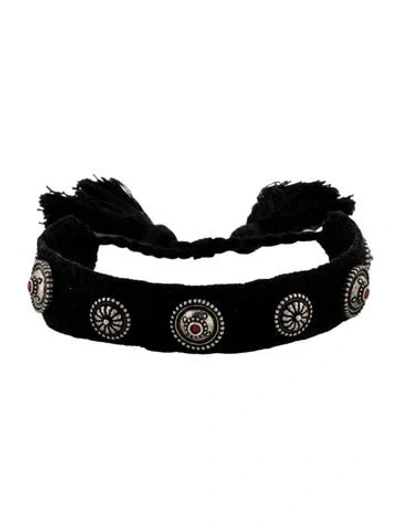 Pre-owned Dior Enamel & Cotton Thread Woven Studded Friendship Bangle Bracelet, 9" In Black/red