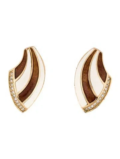 Pre-owned Dior Enamel & Crystal Clip On Earrings In Multi