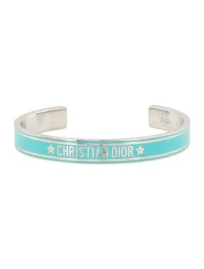 Pre-owned Dior Enamel Code Bangle Bracelet, 6" In Blue
