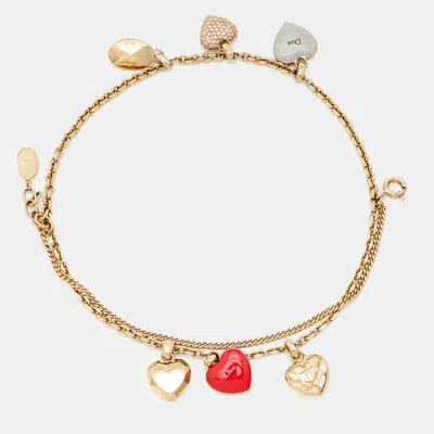 Pre-owned Dior Enamel Crystals Gold Tone Bracelet