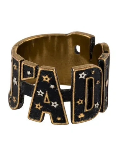 Pre-owned Dior Enamel J'a Band Ring In Black