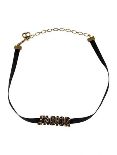 Pre-owned Dior Enamel J'a Choker Necklace, 14.75" In Black