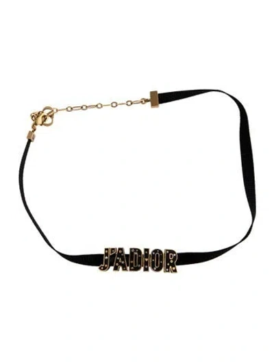 Pre-owned Dior Enamel J'a Choker Necklace, 14.75" In Black