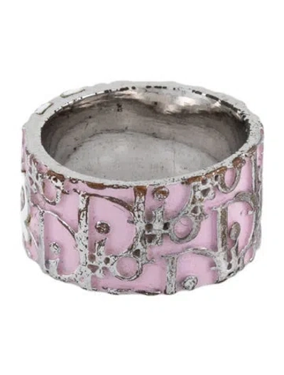 Pre-owned Dior Enamel Logo Band Ring In Multicolor