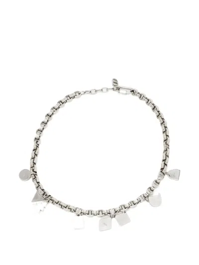 Pre-owned Dior Enamel Multi-charm Necklace In Silver