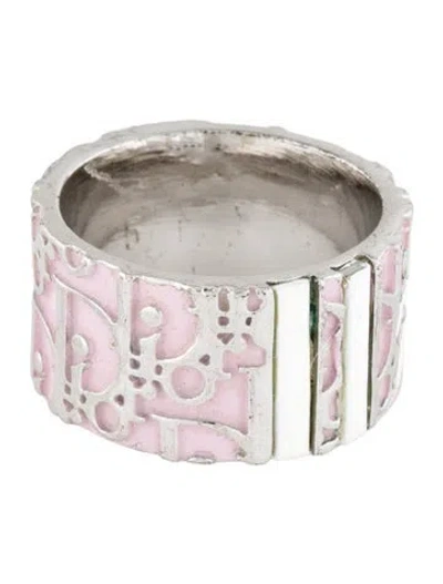Pre-owned Dior Enamel Oblique Trotter Band Ring In Multi