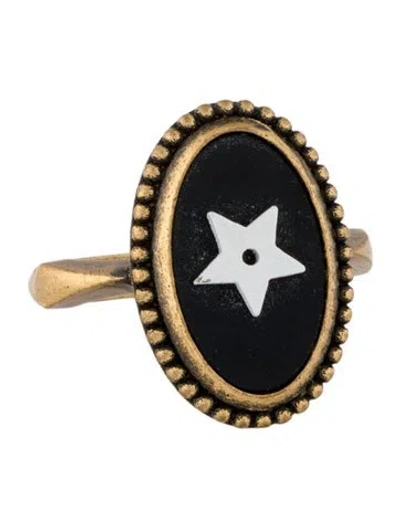 Pre-owned Dior Enamel Star Cocktail Ring In Multi