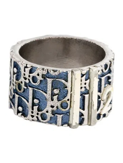 Pre-owned Dior Enamel Trotter Band Ring In Blue