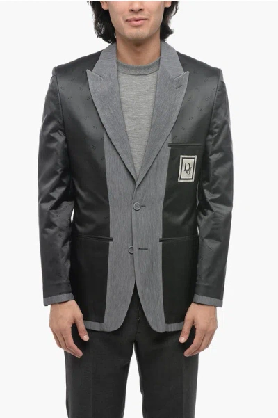 Dior Erl Single-breasted Blazer With Allover Logo In Grey