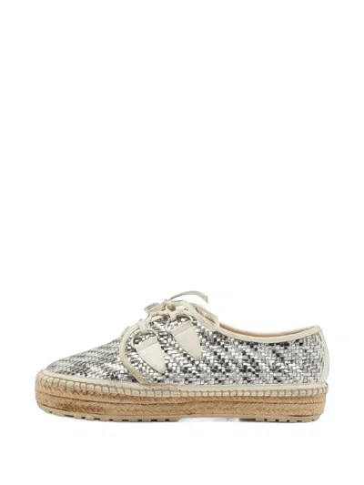 Pre-owned Dior Espadrille Lace-up Sneakers In Silver