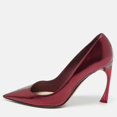 Pre-owned Dior Essence Pointed Toe Pumps Size 37.5 In Burgundy