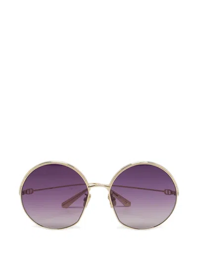 Pre-owned Dior Ever R1u Round Sunglasses In Gold