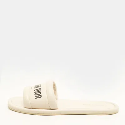 Pre-owned Dior Every-d Size 42 Cream Leather Flat Slides