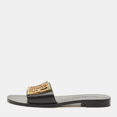 Pre-owned Dior Evolution Flat Slides Size 38 In Black