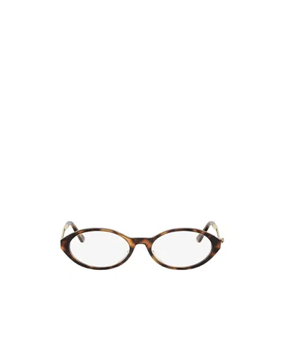 Dior Eyewear Bow Oval Frame Glasses In Brown