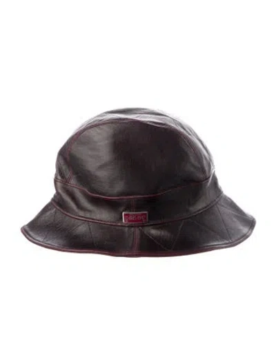 Pre-owned Dior Fall 2001 Leather Fedora In Burgundy