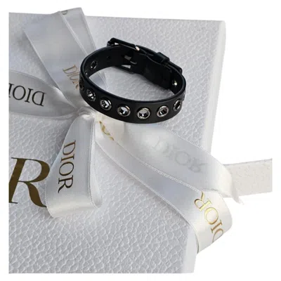 Pre-owned Dior Fall 22 Bracelet With Eylets In Black Leather Runway