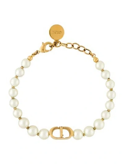 Pre-owned Dior Faux Pearl 30 Montaigne Bracelet, 7.25" In White