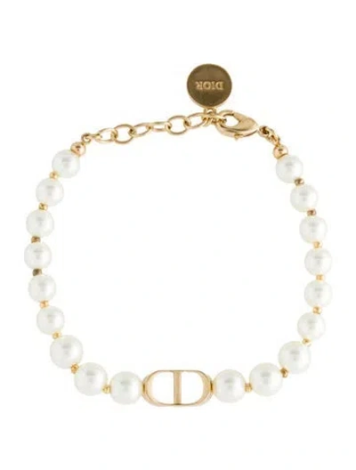 Pre-owned Dior Faux Pearl 30 Montaigne Link Bracelet, 7.25" In Multi