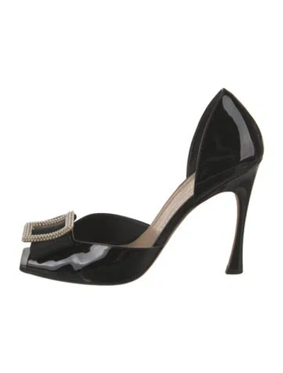 Pre-owned Dior Faux Pearl Accents Patent Leather D'orsay Pumps In Black