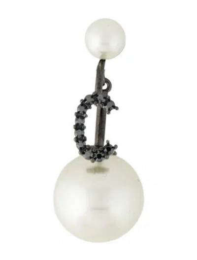 Pre-owned Dior Faux Pearl & Crystal Drop Earring In Multi