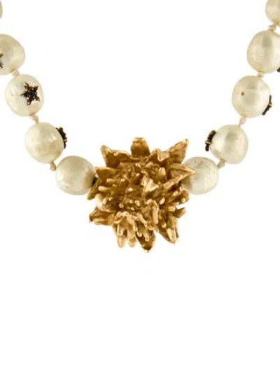 Pre-owned Dior Faux Pearl & Crystal Jardin Choker Necklace, 15.75" In Multi