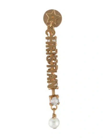 Pre-owned Dior Faux Pearl & Crystal Paris Drop Earrings In White