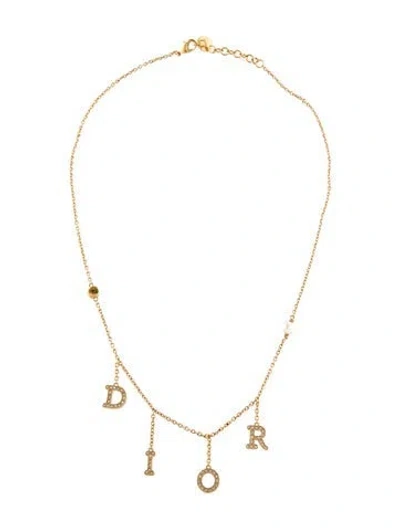 Pre-owned Dior Faux Pearl & Crystal Revolution Necklace, 16.5" In White