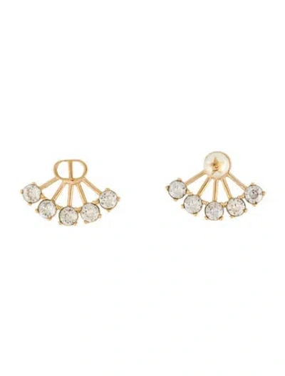 Pre-owned Dior Faux Pearl & Crystal Stud Earrings In White