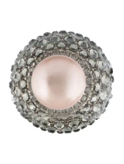 Pre-owned Dior Faux Pearl & Crystal Tribale Single Earring