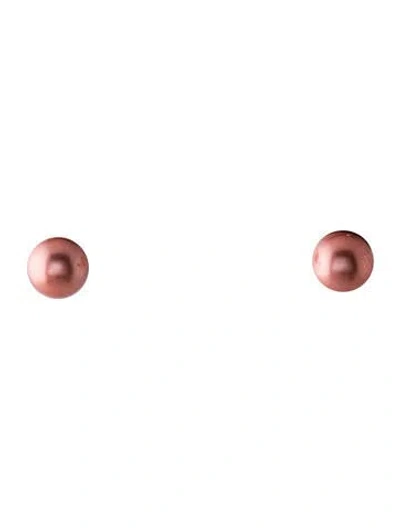 Pre-owned Dior Faux Pearl & Crystal Tribales Stud Earrings In Pink