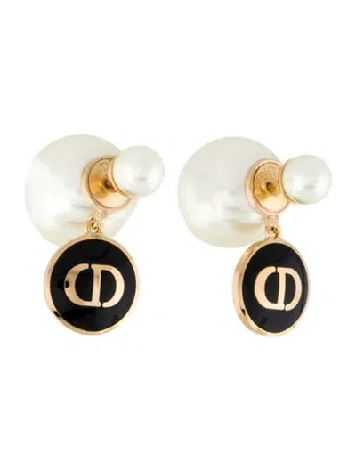 Pre-owned Dior Faux Pearl & Resin Tribales Earrings In Multi