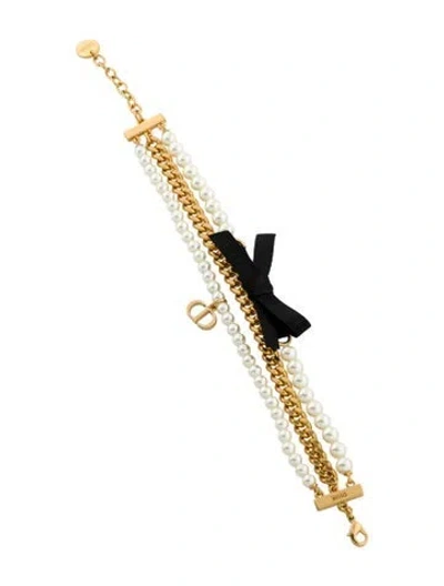 Pre-owned Dior Faux Pearl & Satin Le Nœud De  Multistrand Bracelet