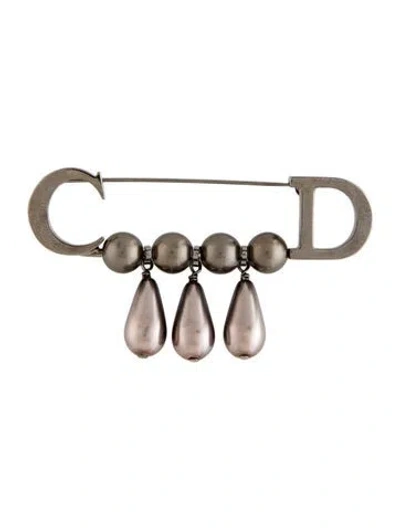 Pre-owned Dior Faux Pearl Brooch In Multicolor