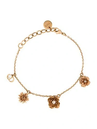 Pre-owned Dior Faux Pearl Charm Bracelet, 7" In Multi