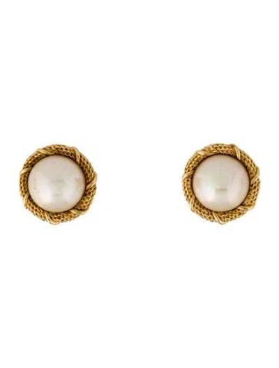Pre-owned Dior Faux Pearl Clip-on Earrings In Multi