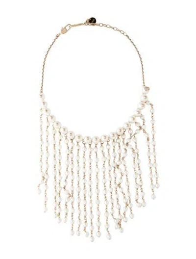 Pre-owned Dior Faux Pearl D-vinity Choker Necklace, 15" In White