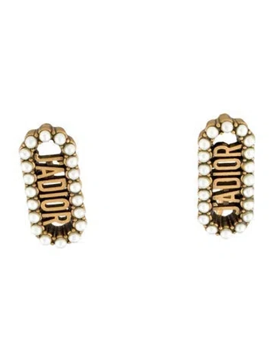 Pre-owned Dior Faux Pearl J'a Drop Earrings In Multi