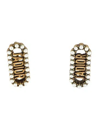 Pre-owned Dior Faux Pearl J'a Drop Earrings In Multi
