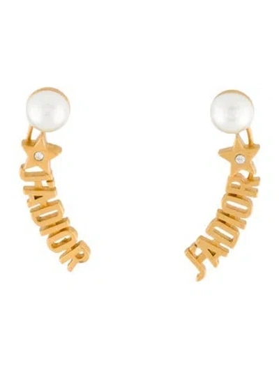 Pre-owned Dior Faux Pearl J'a Ear Climber Earrings In Multi